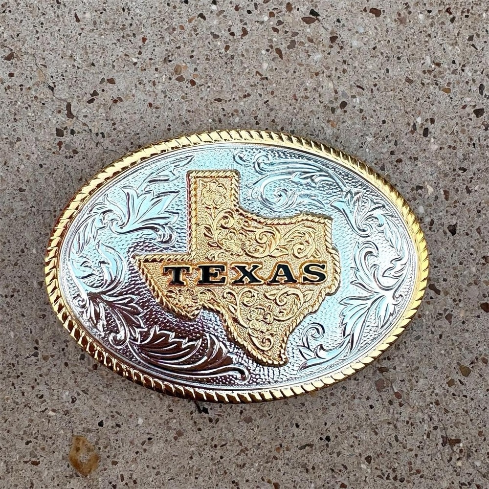 The Heritage Collection Aminco Texas State Belt Buckle Western Floral Raised
